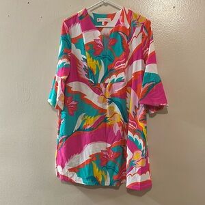 JUDE CONNALLY WOMENS BETH DRESS IN MOD FLORAL IN HOT PINK SZ S